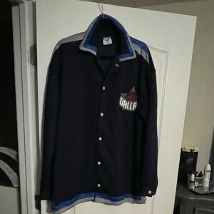 DELF Vintage Dark Blue Varsity Jacket with Gray Accents